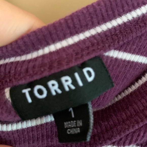 Torrid Purple and White Stripes Rib Tank Top - Picture 6 of 7